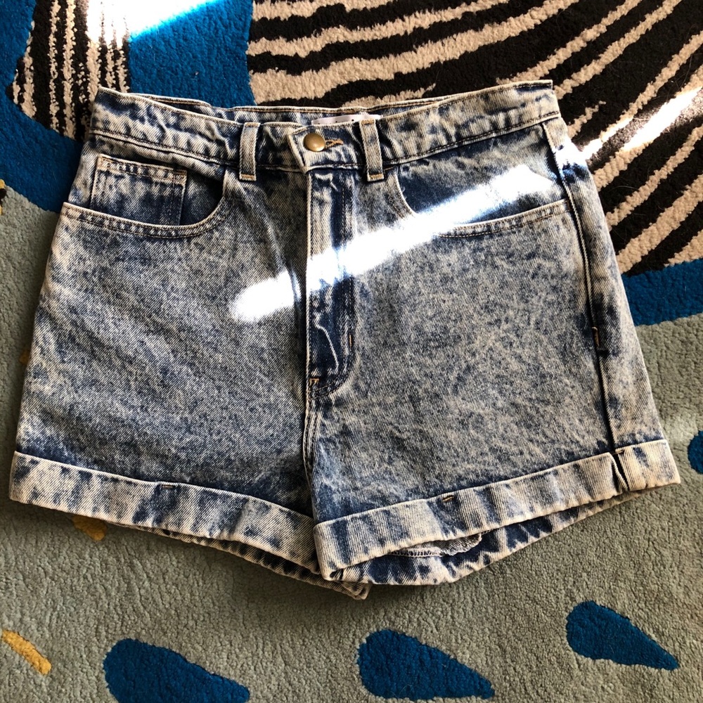 American Apparel Acid Washed High Waisted Shorts
